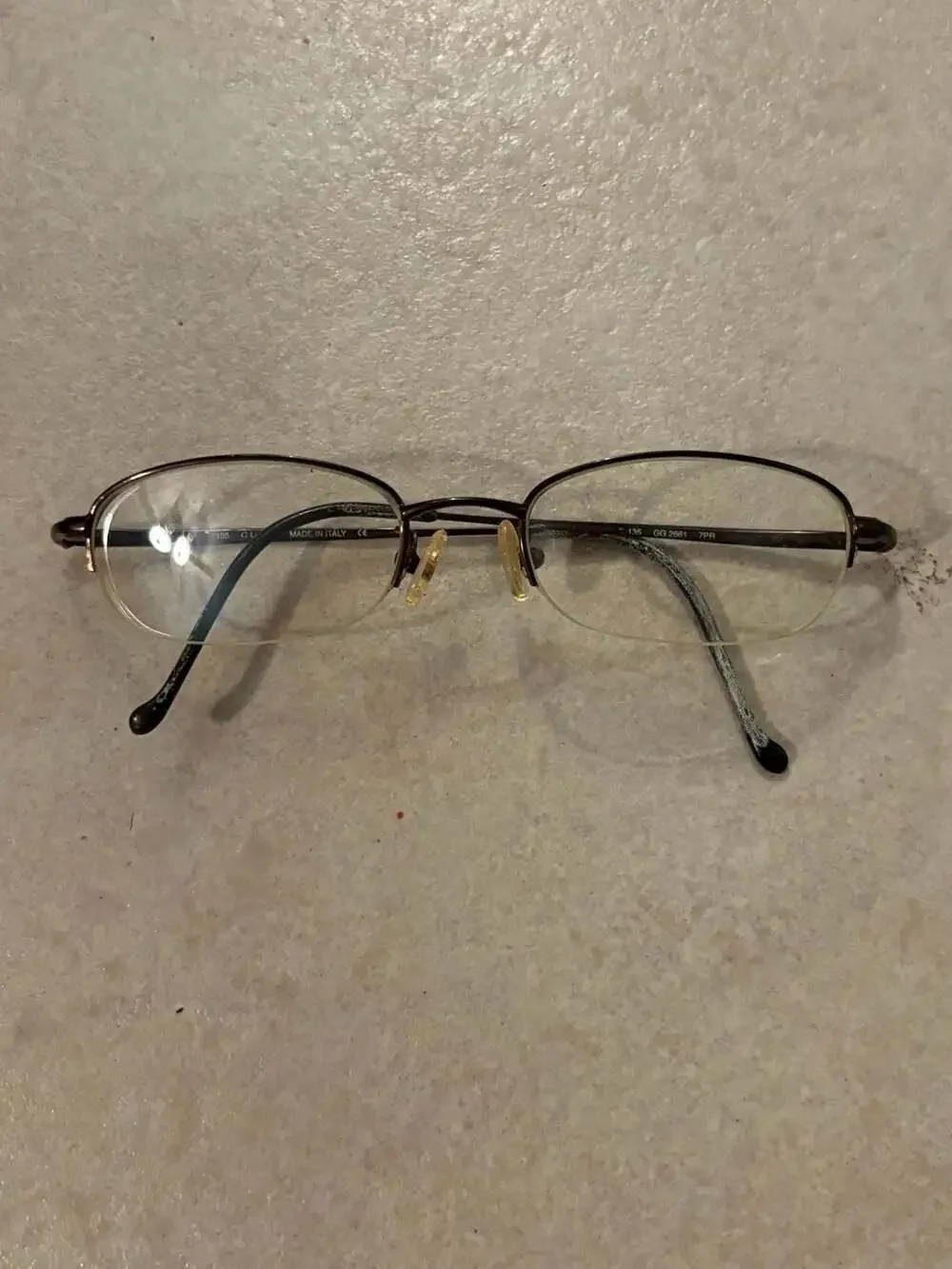 GUCCI Brown Metal Semi Rimless Eyewear Readers